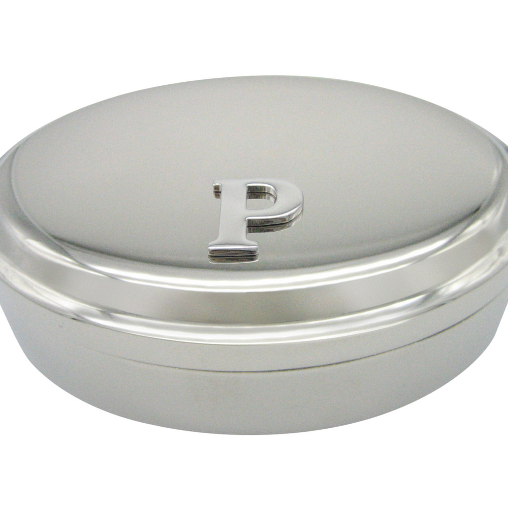 Letter P Monogram Oval Trinket Jewelry Box